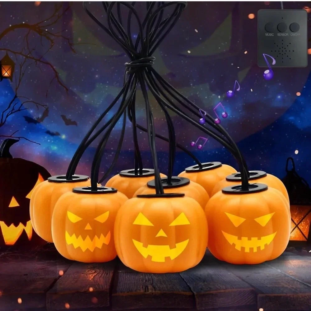 Halloween Pumpkin String Lights With Music